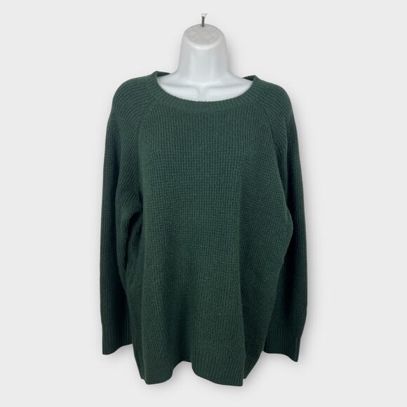 NWT Old Navy Women's Green Textured Sweater Petite Large Waffle Knit So Soft - Picture 1 of 5